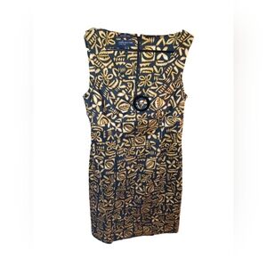 Jones New York Black and Gold Patterned Stretch Dress Size 8 Nwot